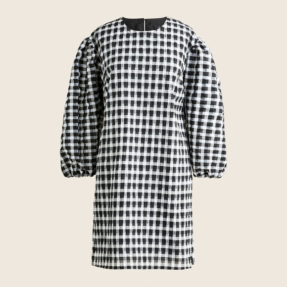 J. Crew Puff-Sleeve Mini Dress in Textured Plaid - Picture 3 of 10